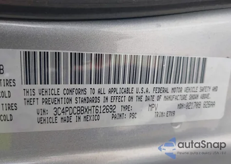 2017 Dodge Journey Sxt из США, поврежденный, VIN 3C4PDCBBXHT612692